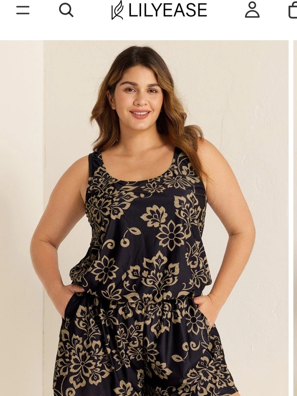Lilyease Black & Gold Floral One-Piece Swimsuit